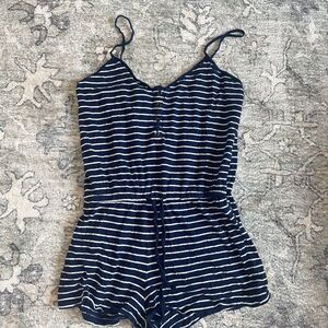 Aeropostale Striped Navy Blue Romper